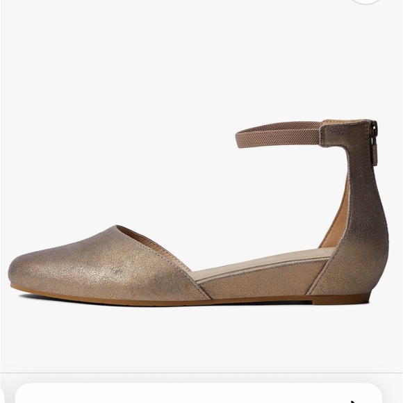 Eileen Fisher Ingle Metallic Suede Ankle Strap Wedge Pumps Size 6.5 - Picture 3 of 8